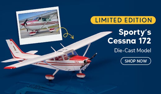 Red and White Limited Edition Sporty’s Cessna 172 Die-Cast Model 