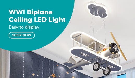 WWI Biplane Ceiling LED Light Display