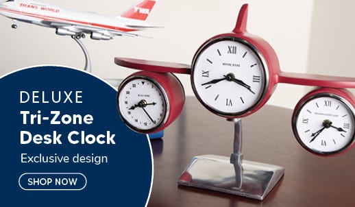 Deluxe Aeroplane Tri-Zone Desk Clock