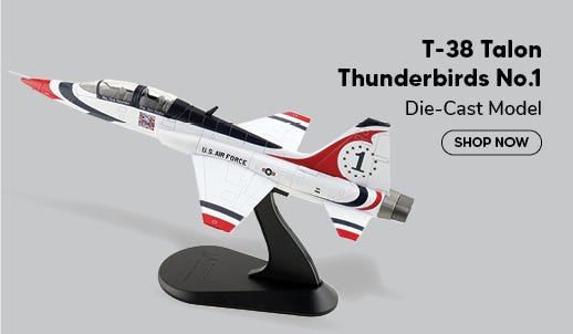 T-38 Talon Thunderbirds Die-Cast Model on display