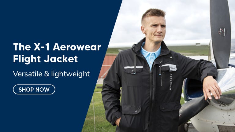 Pilot wearing the X-1 Flight Jacket