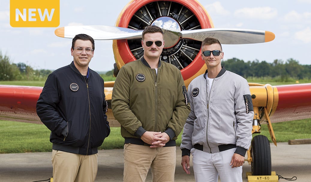 3 gentlemen wearing flight jackets