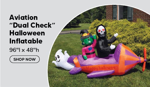Halloween inflatable being shown in yard