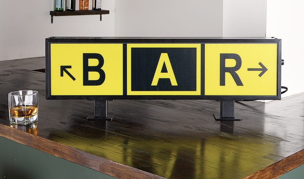 Custom Taxiway Light Decor Bar sign on home bartop