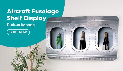 aircraft fuselage shelf display built in lighting shop nnow. picture of aluminum shelf display with wine bottles in aircraft windows