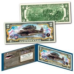 P-40 Flying Tigers Genuine Legal Tender $2 Bill 