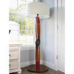 Vintage Mahogany Propeller Floor Lamp 