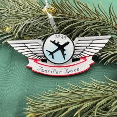 Pilot Wings Personalized Christmas Ornament 