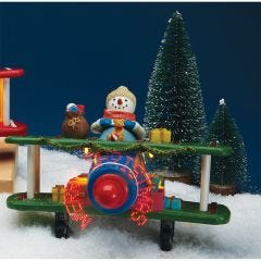 LED Biplane Snowman Christmas Display     