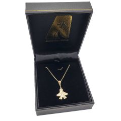 14K Gold Fighter Jet Necklace w/ 18” Chain 