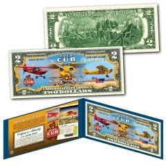 J-3 Cub Genuine Legal Tender $2 Bill 