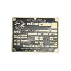 Pratt & Whitney R-2800 Engine Data Plate 
