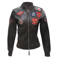 Top Gun Ladies Vegan Leather Flight Jacket 