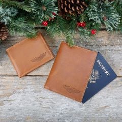 Pilot Wings Leather Wallet and Passport Holder Set 