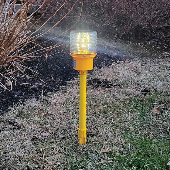 Solar Powered Runway Light placed in the ground