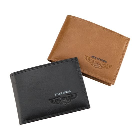 brown and black wallets front