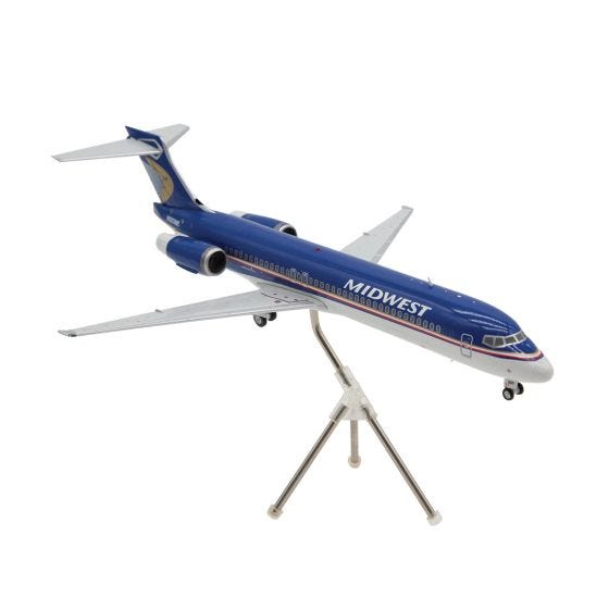 front view of Midwest airlines boeing 717-200 on stand