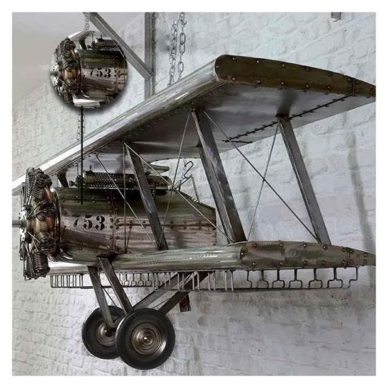 Large Metal Biplane Decoration on wall Large Metal Biplane Decoration on wall