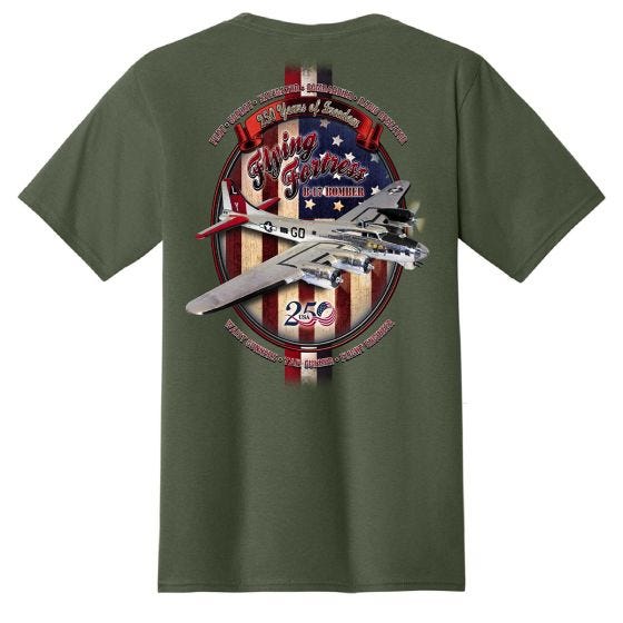 Back of B-17 Flying Fortress America 250 T-Shirt on white