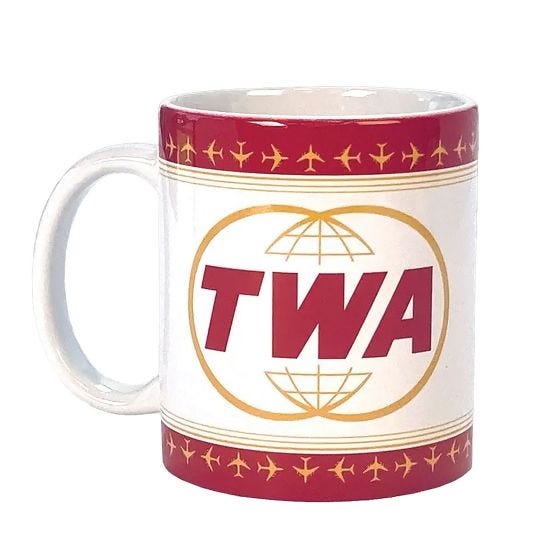 TWA Coffee mug on white