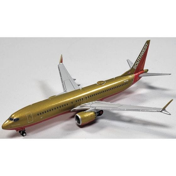 Southwest Airlines Boeing 737 Max Gold Retro Die Cast Model