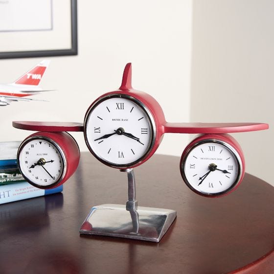 Deluxe Aeroplane Tr-Zone Clock on table