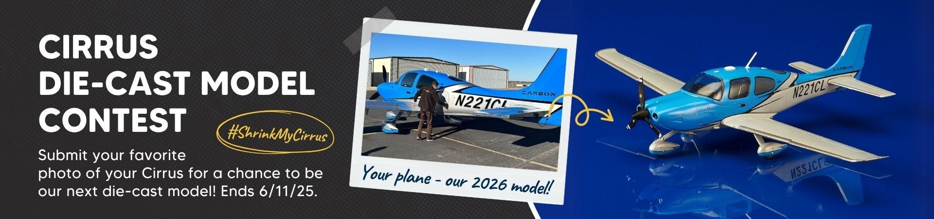 Cirrus SR22 model with a picture in picture of an actual Cirrus SR22