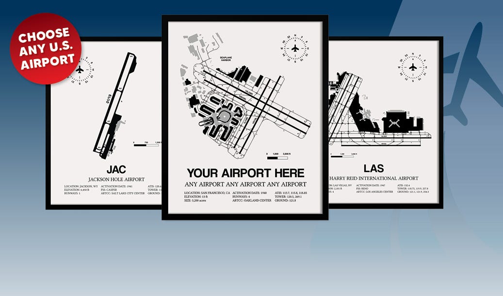 Custom Framed Airport Maps. . Add your favorite airport to your home, office or hangar décor - Shop Now