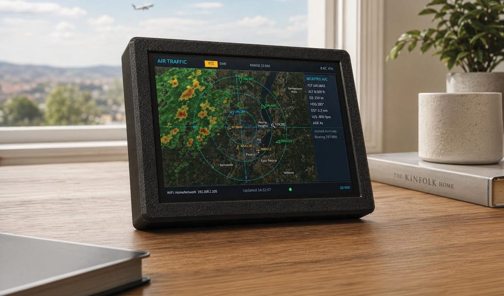 Digital Air Traffic Desktop Display in use on desktop in front of windoww